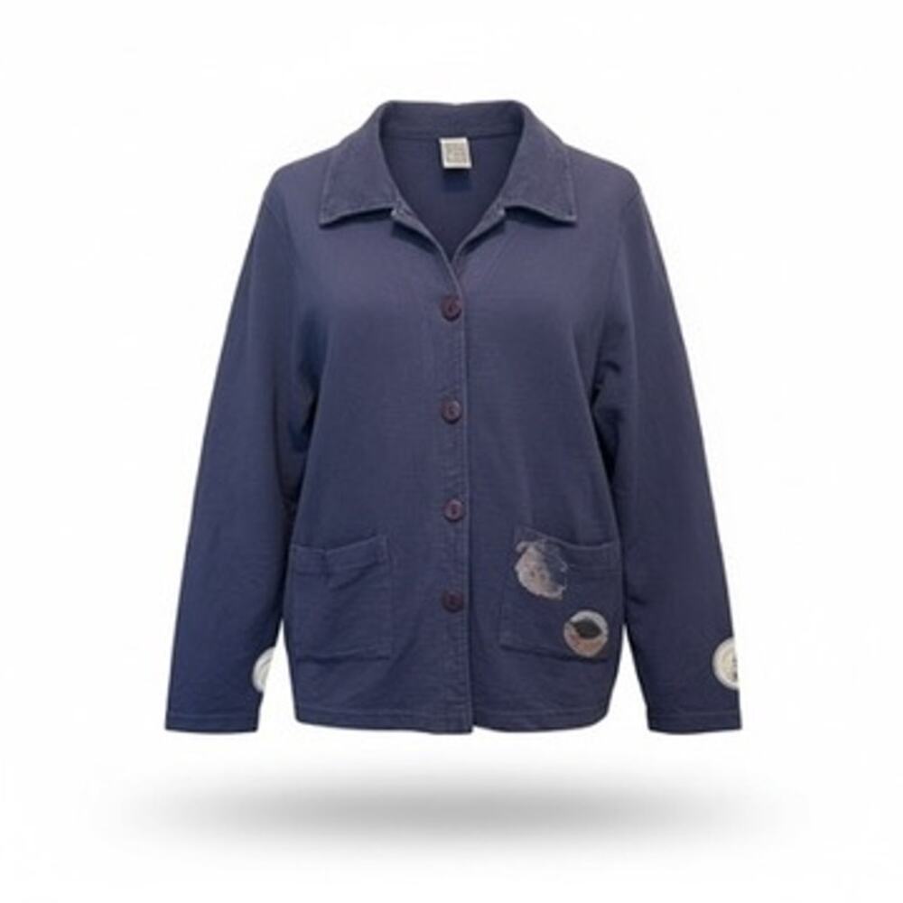 Viva City Indigo Navy Chore Jacket Button Front Patch Pocket L / XL